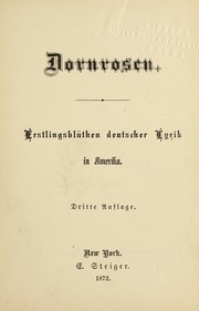 Cover of: Dornrosen: Erstlingsblu then deutscher Lyrik in Amerika