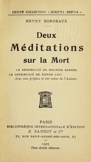 Cover of: Deux me ditations sur la mort by Henri Bordeaux