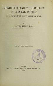 Cover of: Mendelism and the problem of mental defect