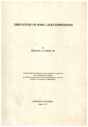 Cover of: Derivatives of some 2-alkylpiperidines ...