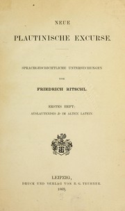 Cover of: Neue Plautinische Excurse: sprachgeschichtliche Untersuchungen