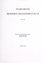 Cover of: Snake River resource management plan: final EIS