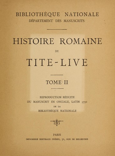 Histoire romaine de Tite-Live (1907 edition) | Open Library