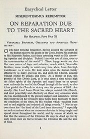 Cover of: On reparation due to the Sacred Heart by Pius XI Pope