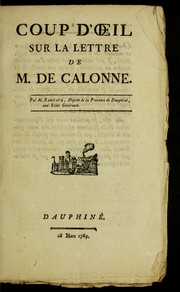 Cover of: Coup d'¿il sur la lettre de M. de Calonne by Antoine Barnave