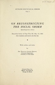 Cover of: On reconstructing the social order: (Quadragesimo anno)