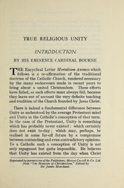Cover of: True religious unity