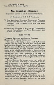Cover of: On Christian marriage: complete official text of the recent encyclical letter of Pope Pius XI