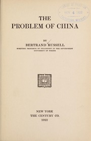 Cover of: The problem of China by Bertrand Russell