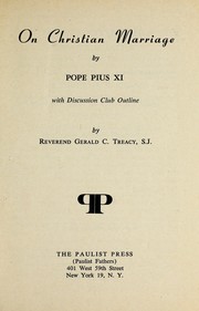 Cover of: On Christian Marriage by Pius XI Pope