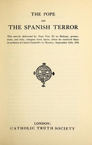 Cover of: The Pope on the Spanish terror: The speech