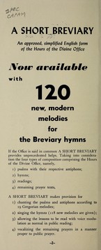 Cover of: A short breviary: an approved , simplified English form of the Hours of the Divine Office : now available with 120 new, modern melodies for the Breviary hymns