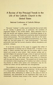 Cover of: A review of the principal trends in the life of the Catholic Church in the United States by Catholic Church. National Conference of Catholic Bishops