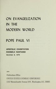 Cover of: On evangelization in the modern world: apostolic exhortation Evangelii nuntiandi, Dec. 8, 1975