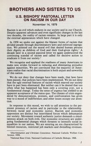 Cover of: Brothers and sisters to us: U.S. Bishops' pastoral letter on racism in our day, November 14, 1979.