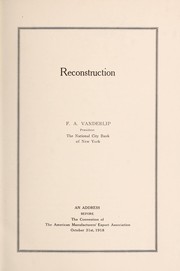 Cover of: Reconstruction by Frank A. Vanderlip
