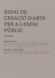 Cover of: Espai de creació d'arts per a l'espai públic