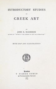Cover of: Introductory studies in Greek art by Jane Ellen Harrison