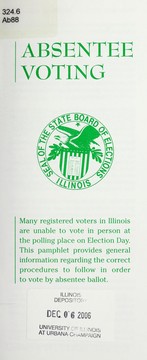 Cover of: Absentee voting
