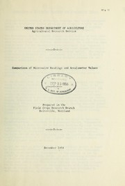 Comparison of micronaire readings and arealomete values by United States. Agricultural Research Service. Field Crops Research Branch