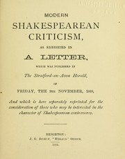 Cover of: Modern Shakespearean criticism | Frederick James Furnivall