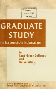 Cover of: Graduate study in extension education in land-grant colleges and universities
