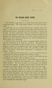 Cover of: Description and instructions for use of Weldon range finder, revised March 1, 1906, revised February 1, 1909
