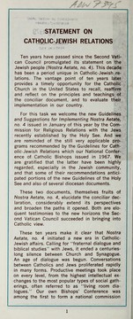 Cover of: Statement on Catholic-Jewish relations on the occasion of the celebration of the tenth anniversary of Nostra Aetate. No.4.