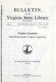 Cover of: Virginia counties: those resulting from Virginia legislation.