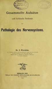 Cover of: Gesammelte Aufs©Þtze und kritische Referate zur Pathologie des Nervensystems
