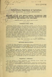 Cover of: Revised rules and regulations governing the movement of plants and plant products into and out of the District of Columbia