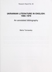 Cover of: Ukrainian literature in English, 1966-1979 by Marta Tarnavsʹka