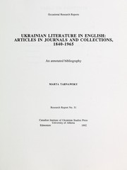 Cover of: Ukrainian literature in English: articles in journals and collections, 1840-1965 : an annotated bibliography
