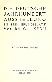 Cover of: Die deutsche Jahrhundert Ausstellung: ein Erinnerungsblatt