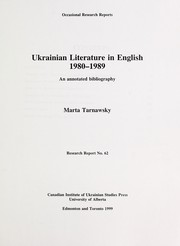 Cover of: Ukrainian Literature in English: 1980-1989 : an annotated bibliography