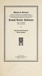 Cover of: Memorial services held in the House of Representatives and Senate of the United States by United States. 75th Cong., 3d sess., 1938.