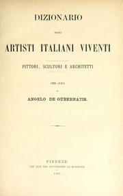 Cover of: Dizionario degli artisti italiani viventi, pittori, scultori e architetti