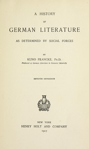 Cover of: A history of German literature as determined by social forces