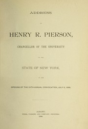 Cover of: Address of Henry R. Pierson | Henry R. Pierson
