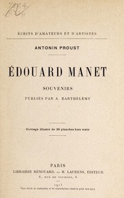 Cover of: Edouard Manet, souvenirs