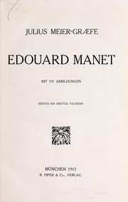 Cover of: Edouard Manet