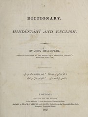 Cover of: A dictionary, Hindu sta ni  and English ... by Shakespear, John