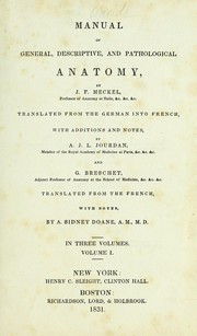 Cover of: Manual of general, descriptive, and pathological anatomy