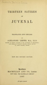 Cover of: Thirteen satires of Juvenal by Juvenal