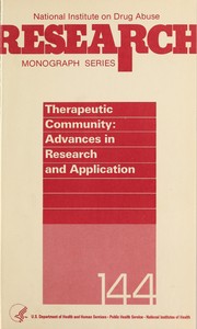 Cover of: Therapeutic community: advances in research and application
