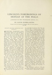 Cover of: Lincoln's forebodings of defeat at the polls by David Homer Bates