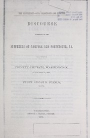 Cover of: The pestilence--God's messenger and teacher: discourse in behalf of the sufferers of Norfolk and Portsmouth, Va., delivered in Trinity Church, Washington, September 9, 1855