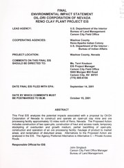 Cover of: Final environmental impact statement by United States. Bureau of Land Management. Carson City Field Office, United States. Bureau of Land Management. Carson City Field Office