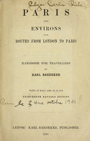 Cover of: Paris and environs with routes from London to Paris: handbook for travellers