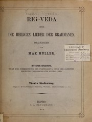Cover of: Rig-veda, oder, Die heiligen lieder der Brahmanen by F. Max Müller